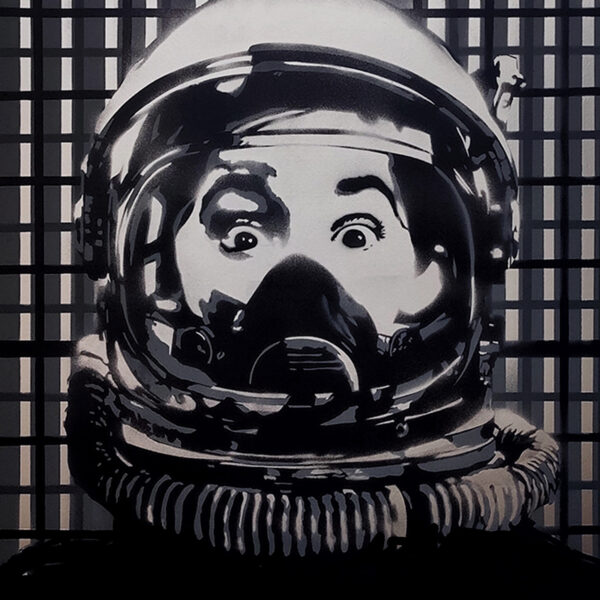 OOOPs Silver spray paint on canvas 80x80cm