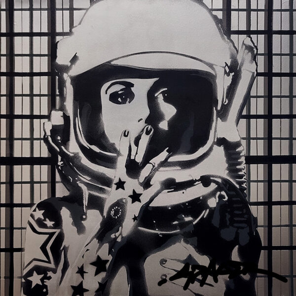 Space ace spray paint on canvas painting